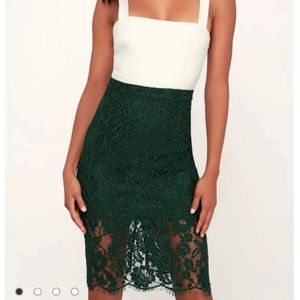 Lulus Lace Green Pencil Skirt